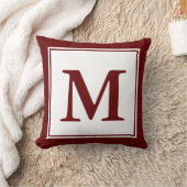 シンプル暗赤と白モノグラムの クッション (ブランケット)