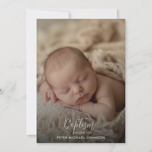 シンプル書のバプテ男女兼用ィス写真 招待状 (正面)