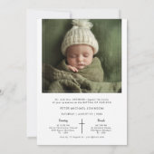 シンプル書のバプテ男女兼用ィス写真 招待状 (裏面)