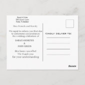 シンプル書の結婚更新の延期 ポストカード (裏面)