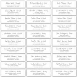 シンプル書の結婚Guest Names Address シール