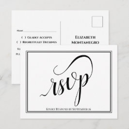 シンプル書エレガント式結婚式RSVP ポストカード