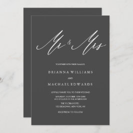 シンプル書エレガント書の御夫妻の結婚書 招待状