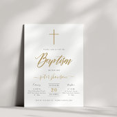 シンプル書エレガント書バプティスボーイ素朴金ゴールド 招待状