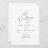 シンプル書エレガント結婚式招待状 招待状 (正面/裏面)