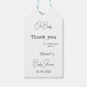 シンプル書エレガント道の赤ちゃんシャワー ギフトタグ (正面)