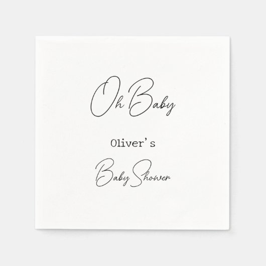 シンプル書エレガント道の赤ちゃんシャワー スタンダードカクテルナプキン (正面)