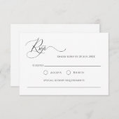 シンプル書エレガント道フェイク金ゴールド童話 出欠カード (正面/裏面)