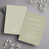 シンプル書エレガント道台本セージ緑 招待状