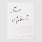 シンプル書カジュアル結婚文字 ベラム紙招待状 (正面)