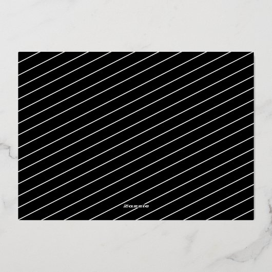 シンプル書ストライプの3枚の写真クリスマス 箔シーズンカード (裏面)