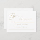 シンプル書フェイク道エレガント金ゴールド童話  出欠カード (正面/裏面)