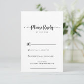 シンプル書フォーマル書スクリプトRSVPカード 出欠カード (スタンド正面)