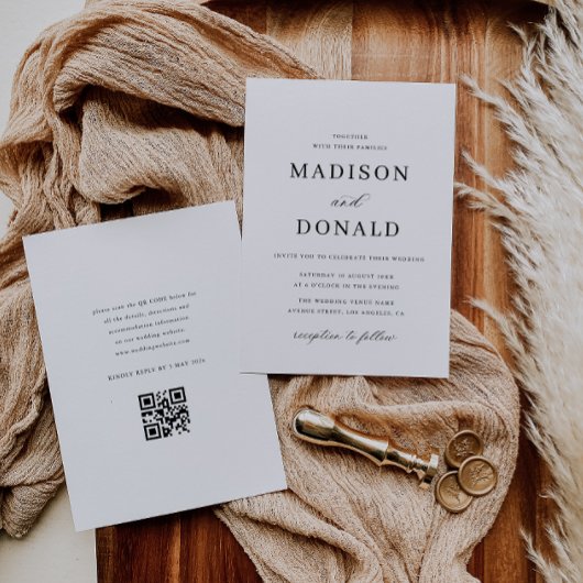 シンプル書フォーマル結婚式招待状 招待状