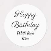 シンプル書ミニマルハッピーバースデーカスタムc ラベル (デザイン1)