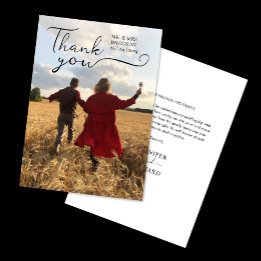 シンプル書モダンエレガント感謝の写真 サンキューカード