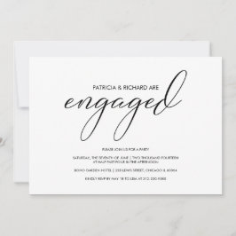 シンプル書モダン婚約パーティ 招待状