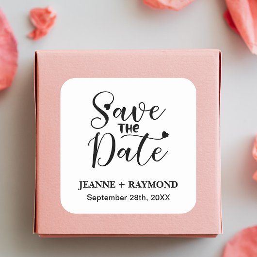 シンプル書モダン式結婚式の日付の保存 スクエアシール