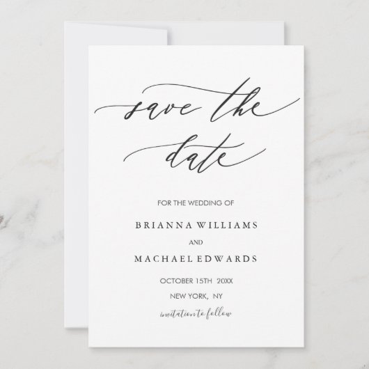 シンプル書モダン式結婚式の日付の保存 セーブザデート (正面)