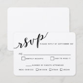 シンプル書モダン式結婚式RSVPカード 出欠カード (正面/裏面)