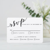 シンプル書モダン式結婚式RSVPカード 出欠カード (スタンド正面)