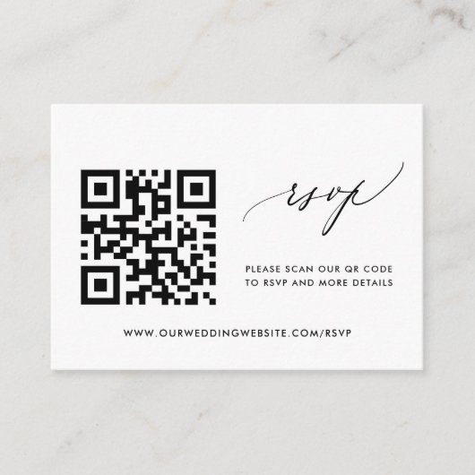 シンプル書モダン式結婚式RSVP QRコード エンクロージャーカード (正面)