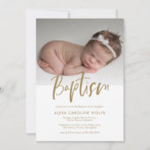 シンプル書モダン書バプテスマ写真 招待状 (正面)