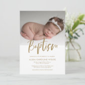 シンプル書モダン書バプテスマ写真 招待状 (スタンド正面)
