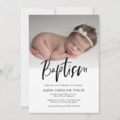 シンプル書モダン書バプテスマ写真 招待状 (正面)