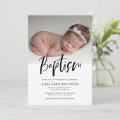 シンプル書モダン書バプテスマ写真 招待状 (スタンド正面)