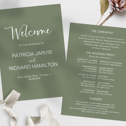 シンプル書モダン結婚式 プログラム