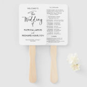 シンプル書モダン結婚式 プログラム ハンドファン (正面&裏面)