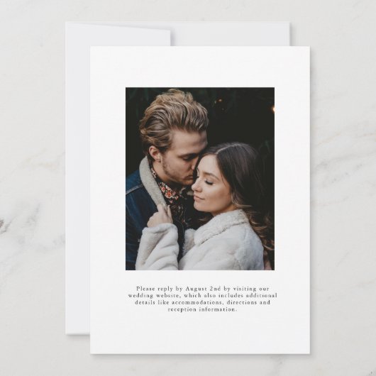 シンプル書モダン跡2枚の写真結婚 招待状 (裏面)