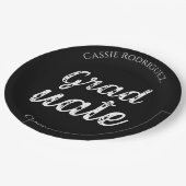 シンプル書モダン道の卒業ブラック ペーパープレート (アングル)