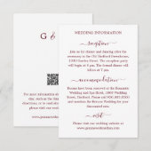 シンプル書モダン道ブルゴーニュ結婚の詳細 エンクロージャーカード (正面/裏面)