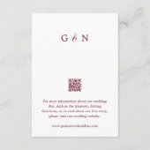 シンプル書モダン道ブルゴーニュ結婚の詳細 エンクロージャーカード (裏面)
