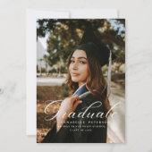 シンプル書モダン道写真ピンク卒業 招待状 (正面)