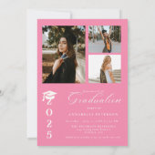 シンプル書モダン道写真ピンク卒業 招待状 (裏面)