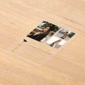 シンプル書モダン道写真卒業 アクリル招待状 (レイダウン)