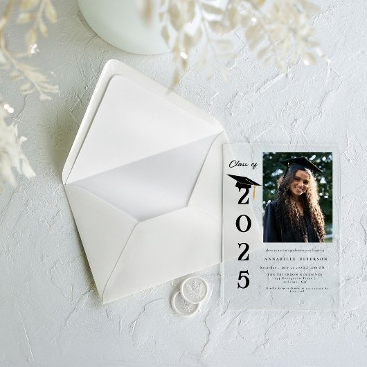 シンプル書モダン道写真卒業 アクリル招待状