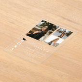 シンプル書モダン道写真卒業 アクリル招待状 (レイダウン)