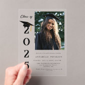 シンプル書モダン道写真卒業 アクリル招待状 (インサイチュ (ポータブル))