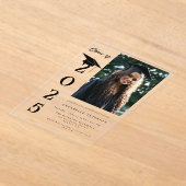 シンプル書モダン道写真卒業 アクリル招待状 (レイダウン)