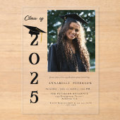 シンプル書モダン道写真卒業 アクリル招待状 (正面)