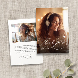 シンプル書モダン道写真卒業 サンキューカード