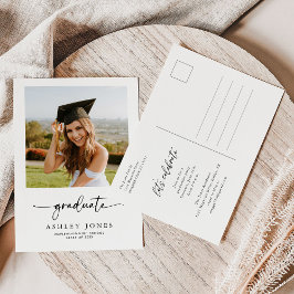 シンプル書モダン道写真卒業 ポストカード