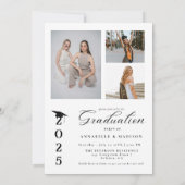 シンプル書モダン道写真卒業 招待状 (裏面)