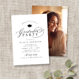 シンプル書モダン道写真卒業 招待状