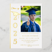 シンプル書モダン道写真卒業 箔招待状 (正面)