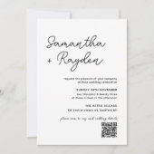 シンプル書モダン道写真QRコード結婚s 招待状 (正面)